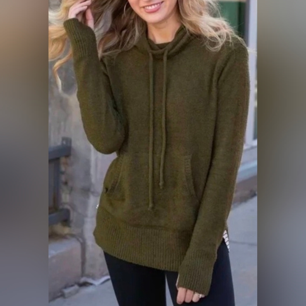 Grace & Lace Bambu Cowl Neck Hooded Sweater